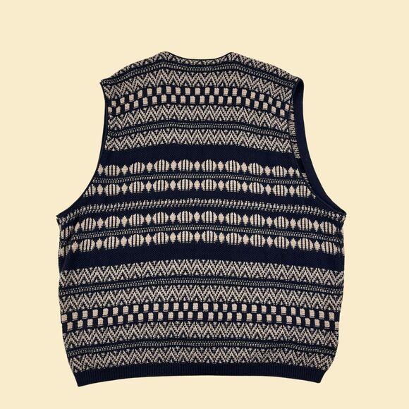 Vintage 90s blue sweater vest by Roundtree & Yorke, size XXL striped vest - Picture 8 of 8